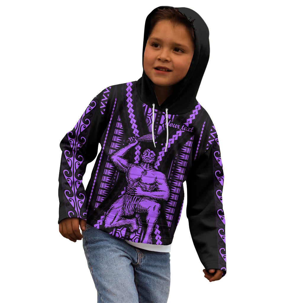 Custom Maori Fathers Day New Zealand Kid Hoodie Aroha Ahau Ki A Koe Papa - Purple - Wonder Print Shop