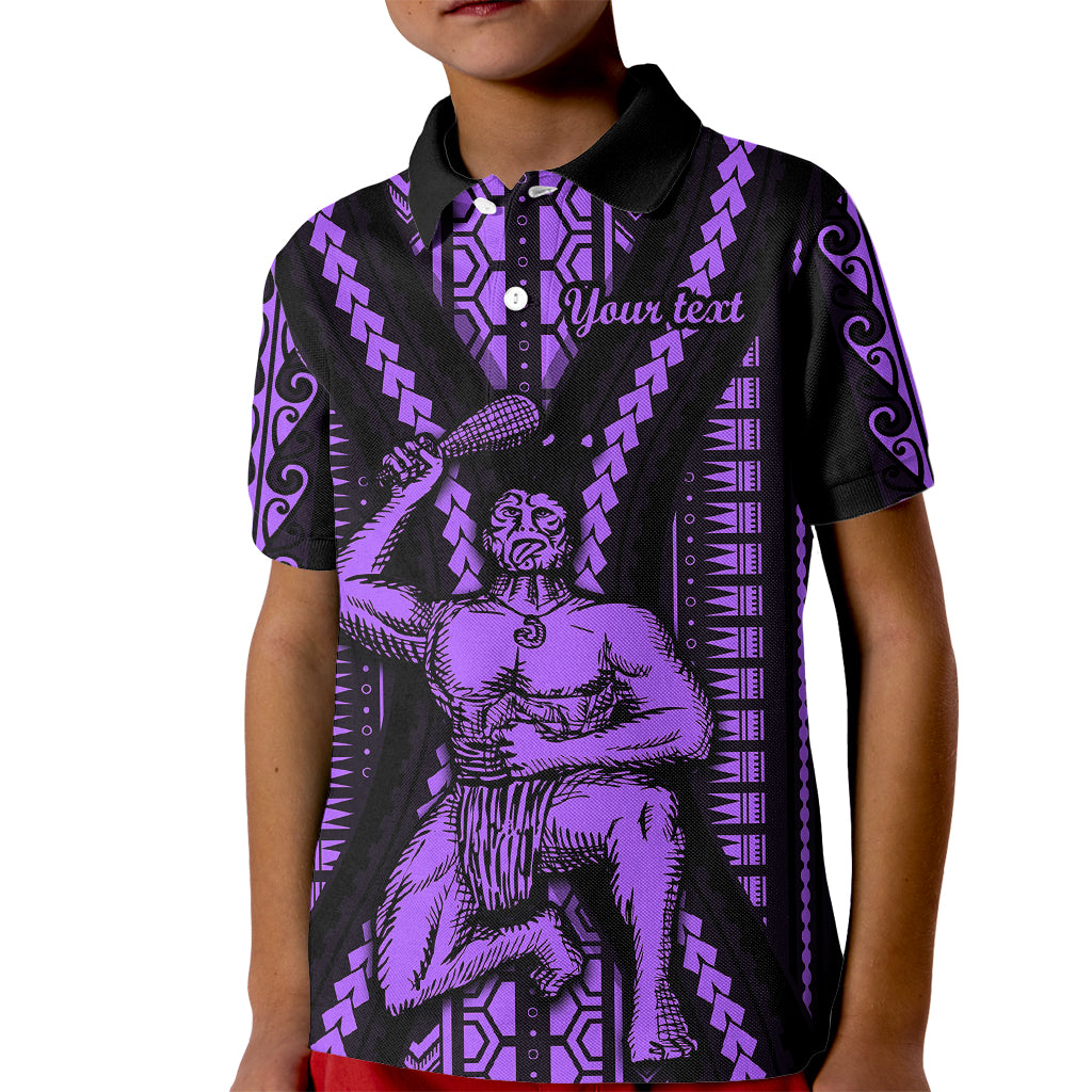 Custom Maori Fathers Day New Zealand Kid Polo Shirt Aroha Ahau Ki A Koe Papa - Purple - Wonder Print Shop