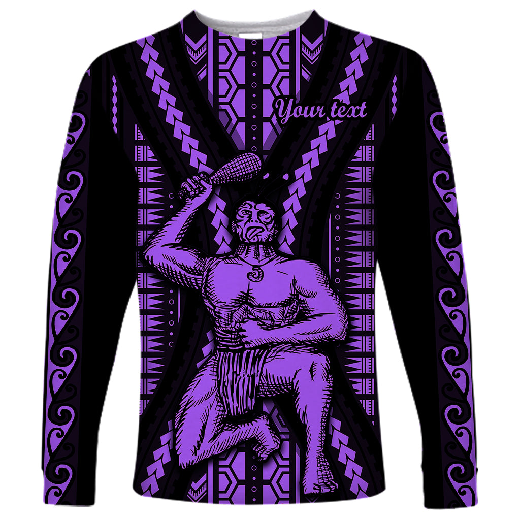 Custom Maori Fathers Day New Zealand Long Sleeve Shirt Aroha Ahau Ki A Koe Papa - Purple - Wonder Print Shop