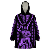 Custom Maori Fathers Day New Zealand Wearable Blanket Hoodie Aroha Ahau Ki A Koe Papa - Purple - Wonder Print Shop