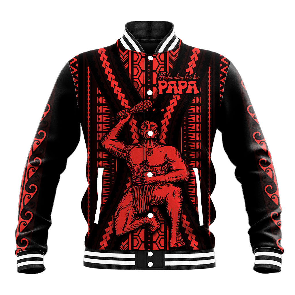 Maori Fathers Day New Zealand Baseball Jacket Aroha Ahau Ki A Koe Papa - Red LT9 - Wonder Print Shop