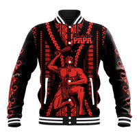 Maori Fathers Day New Zealand Baseball Jacket Aroha Ahau Ki A Koe Papa - Red LT9 - Wonder Print Shop