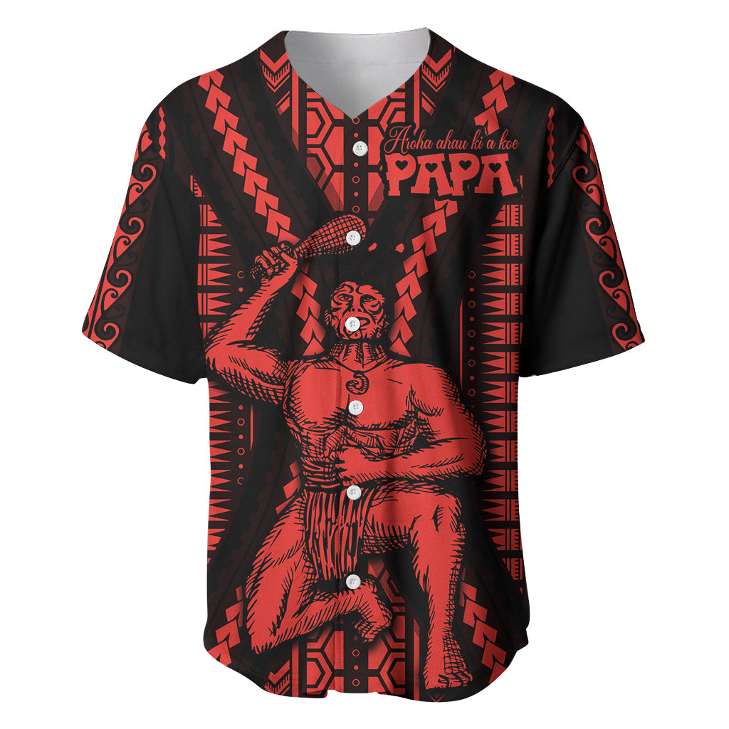 Maori Fathers Day New Zealand Baseball Jersey Aroha Ahau Ki A Koe Papa - Red LT9 - Wonder Print Shop