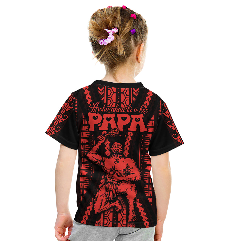 Maori Fathers Day New Zealand Kid T Shirt Aroha Ahau Ki A Koe Papa - Red - Wonder Print Shop