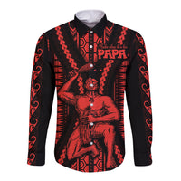 Maori Fathers Day New Zealand Long Sleeve Button Shirt Aroha Ahau Ki A Koe Papa - Red - Wonder Print Shop