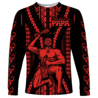 Maori Fathers Day New Zealand Long Sleeve Shirt Aroha Ahau Ki A Koe Papa - Red - Wonder Print Shop