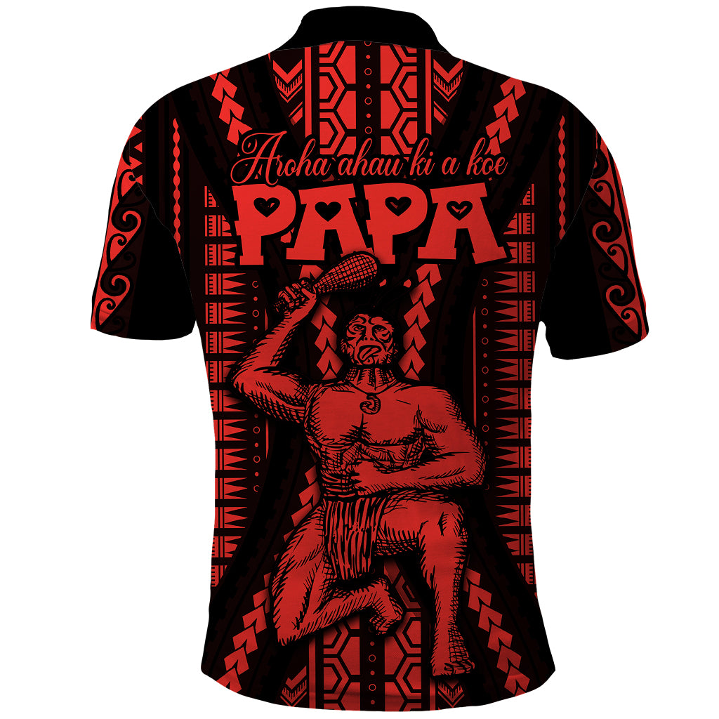 Maori Fathers Day New Zealand Polo Shirt Aroha Ahau Ki A Koe Papa - Red - Wonder Print Shop