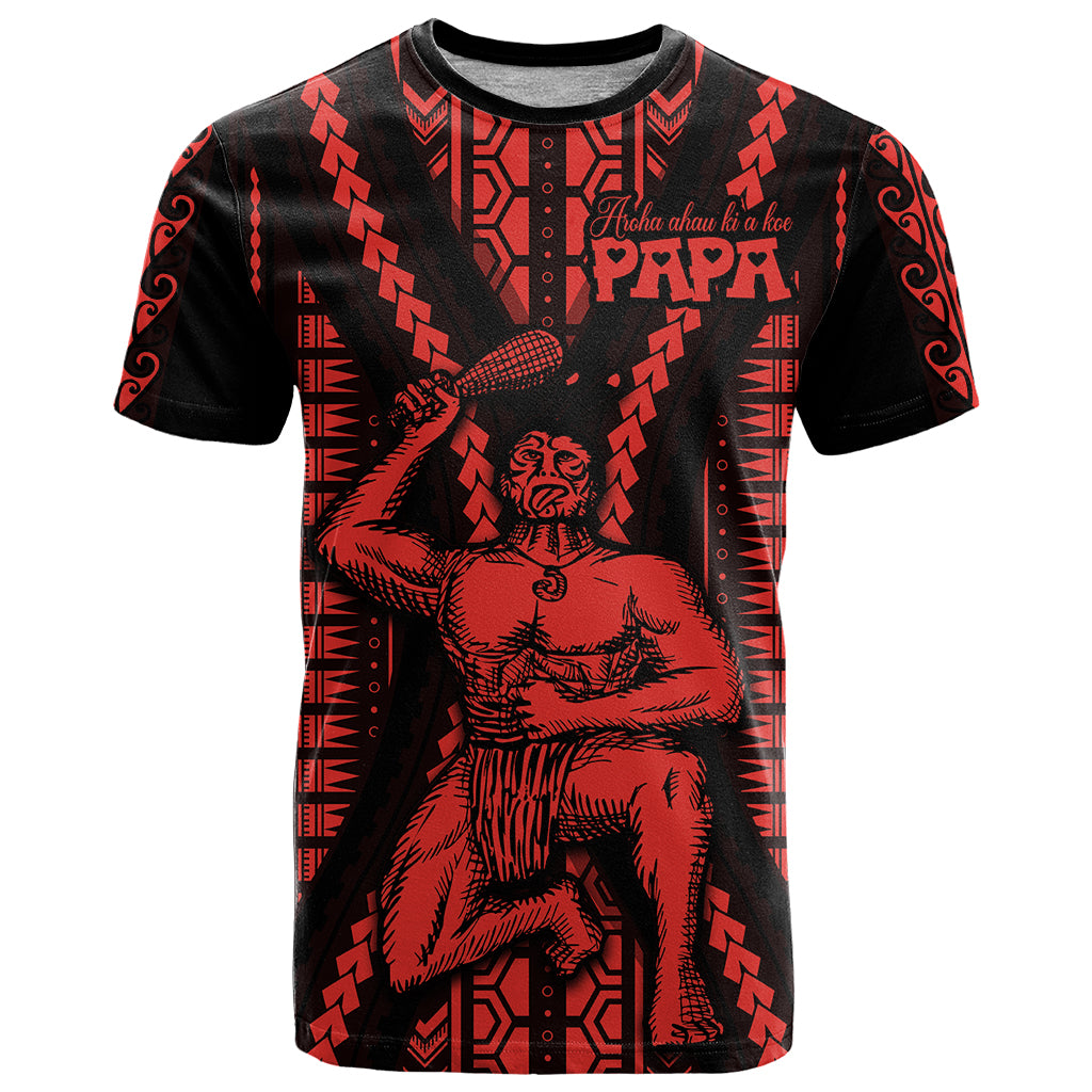 Maori Fathers Day New Zealand T Shirt Aroha Ahau Ki A Koe Papa - Red - Wonder Print Shop