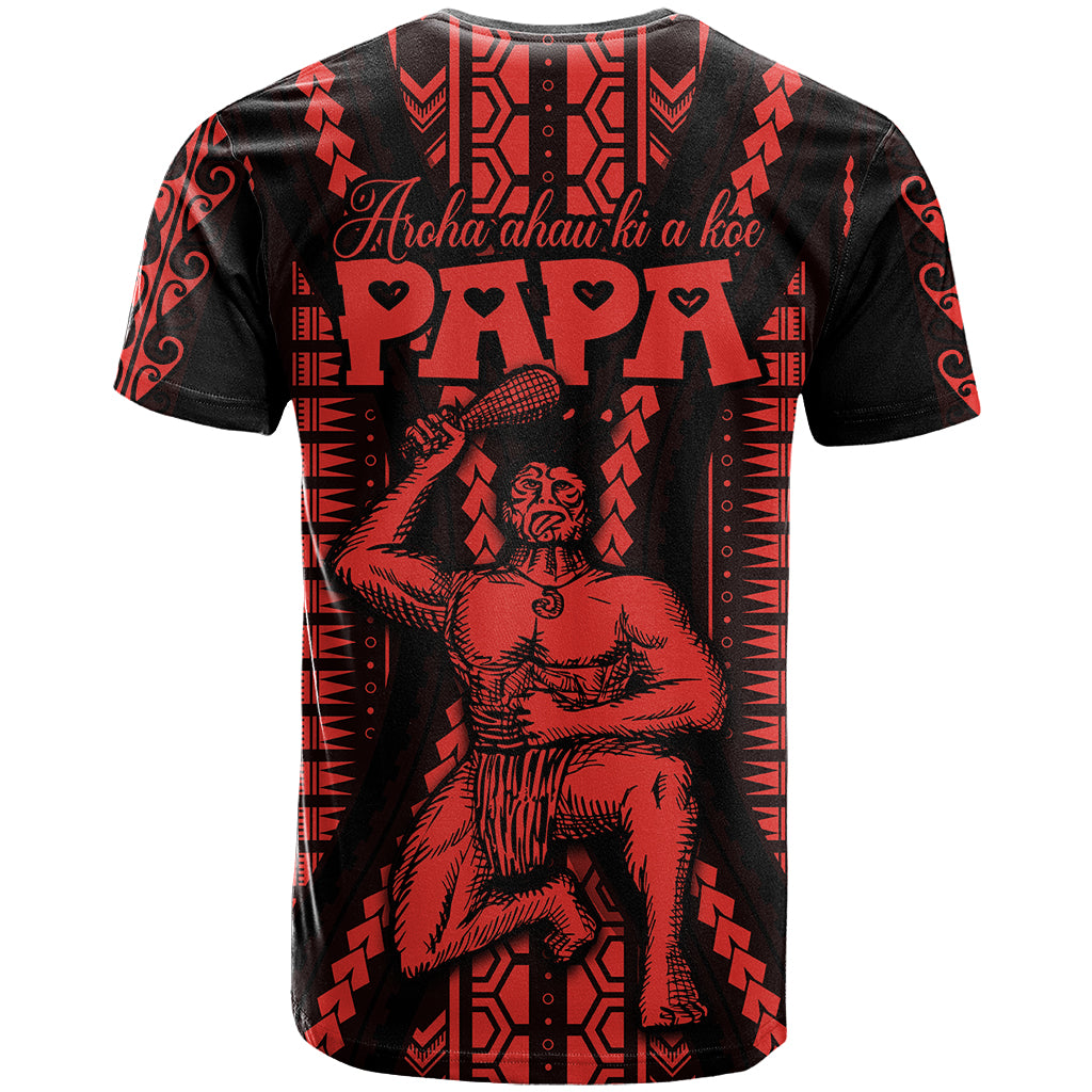 Maori Fathers Day New Zealand T Shirt Aroha Ahau Ki A Koe Papa - Red - Wonder Print Shop