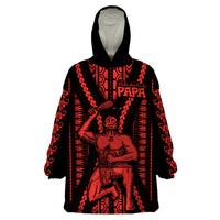 Maori Fathers Day New Zealand Wearable Blanket Hoodie Aroha Ahau Ki A Koe Papa - Red - Wonder Print Shop