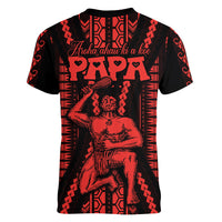Maori Fathers Day New Zealand Women V Neck T Shirt Aroha Ahau Ki A Koe Papa - Red - Wonder Print Shop
