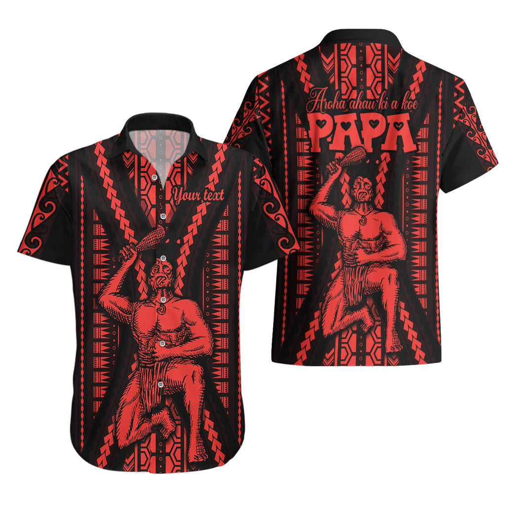 Custom Maori Fathers Day New Zealand Hawaiian Shirt Aroha Ahau Ki A Koe Papa - Red - Wonder Print Shop