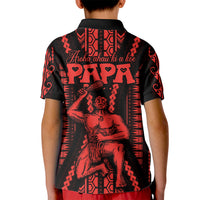 Custom Maori Fathers Day New Zealand Kid Polo Shirt Aroha Ahau Ki A Koe Papa - Red - Wonder Print Shop