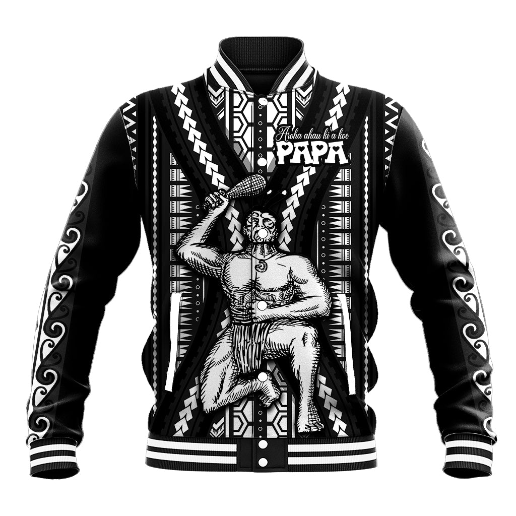 Maori Fathers Day New Zealand Baseball Jacket Aroha Ahau Ki A Koe Papa - Black LT9 - Wonder Print Shop