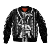 Maori Fathers Day New Zealand Bomber Jacket Aroha Ahau Ki A Koe Papa - Black LT9 - Wonder Print Shop