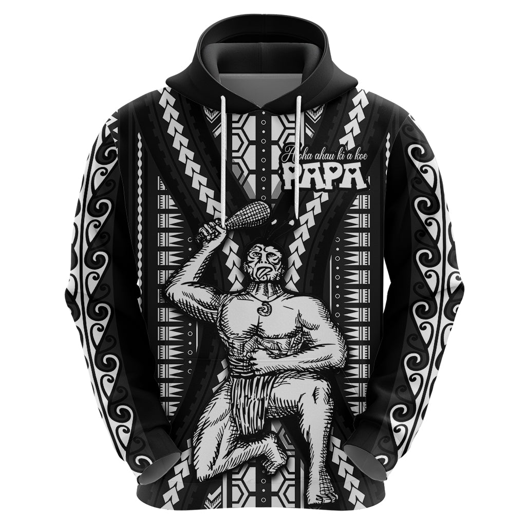 Maori Fathers Day New Zealand Hoodie Aroha Ahau Ki A Koe Papa - Black - Wonder Print Shop