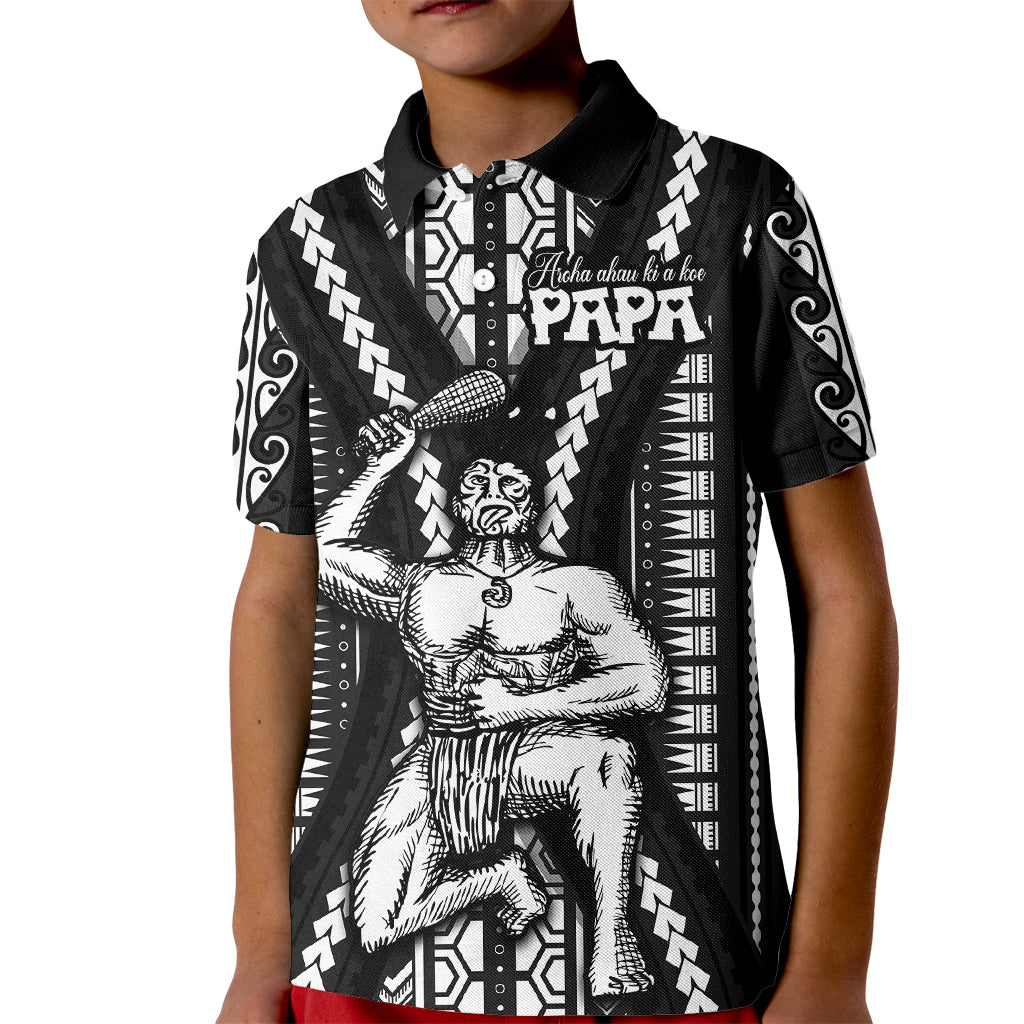 Maori Fathers Day New Zealand Kid Polo Shirt Aroha Ahau Ki A Koe Papa - Black - Wonder Print Shop
