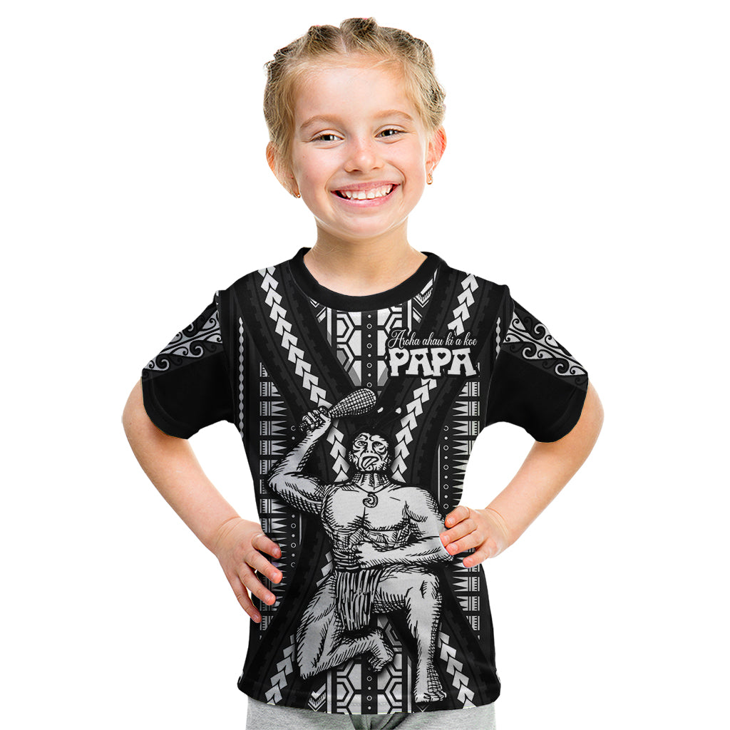 Maori Fathers Day New Zealand Kid T Shirt Aroha Ahau Ki A Koe Papa - Black - Wonder Print Shop