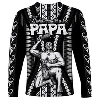 Maori Fathers Day New Zealand Long Sleeve Shirt Aroha Ahau Ki A Koe Papa - Black - Wonder Print Shop