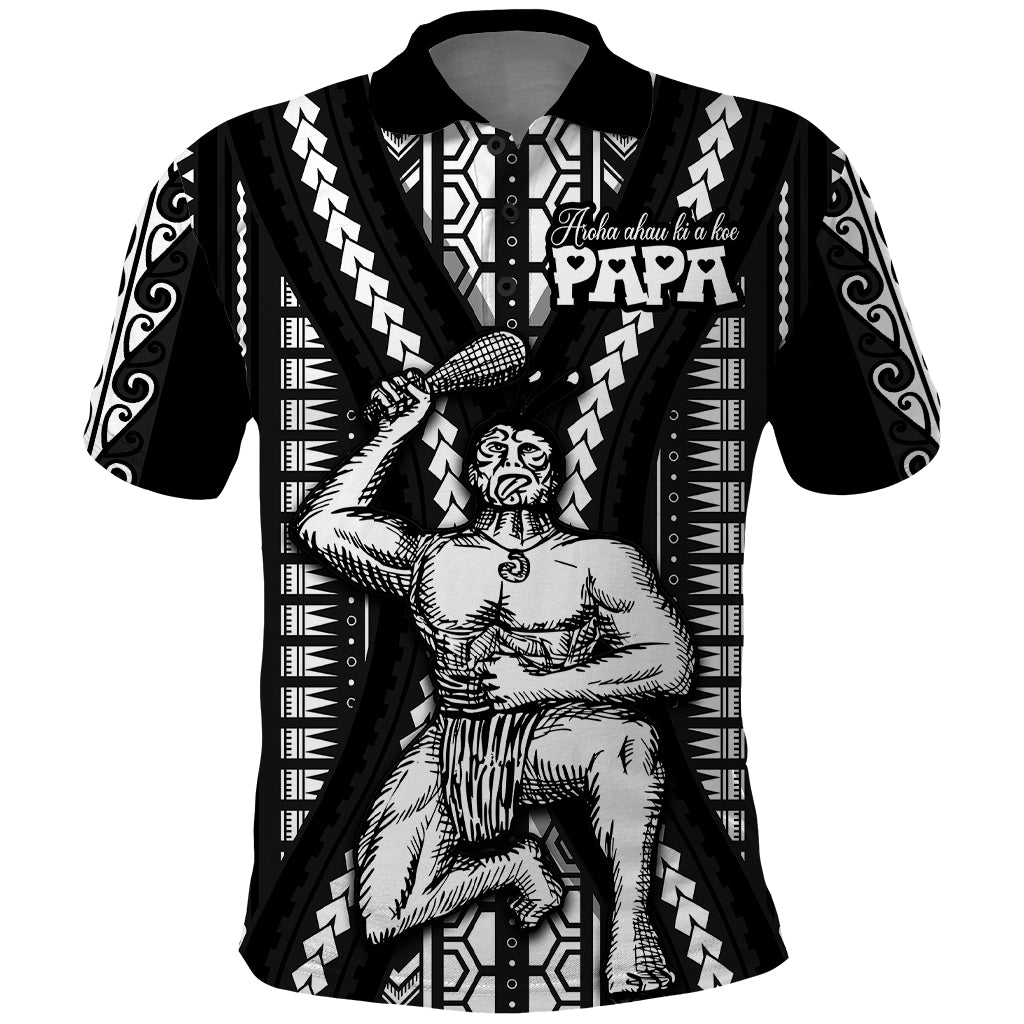 Maori Fathers Day New Zealand Polo Shirt Aroha Ahau Ki A Koe Papa - Black - Wonder Print Shop