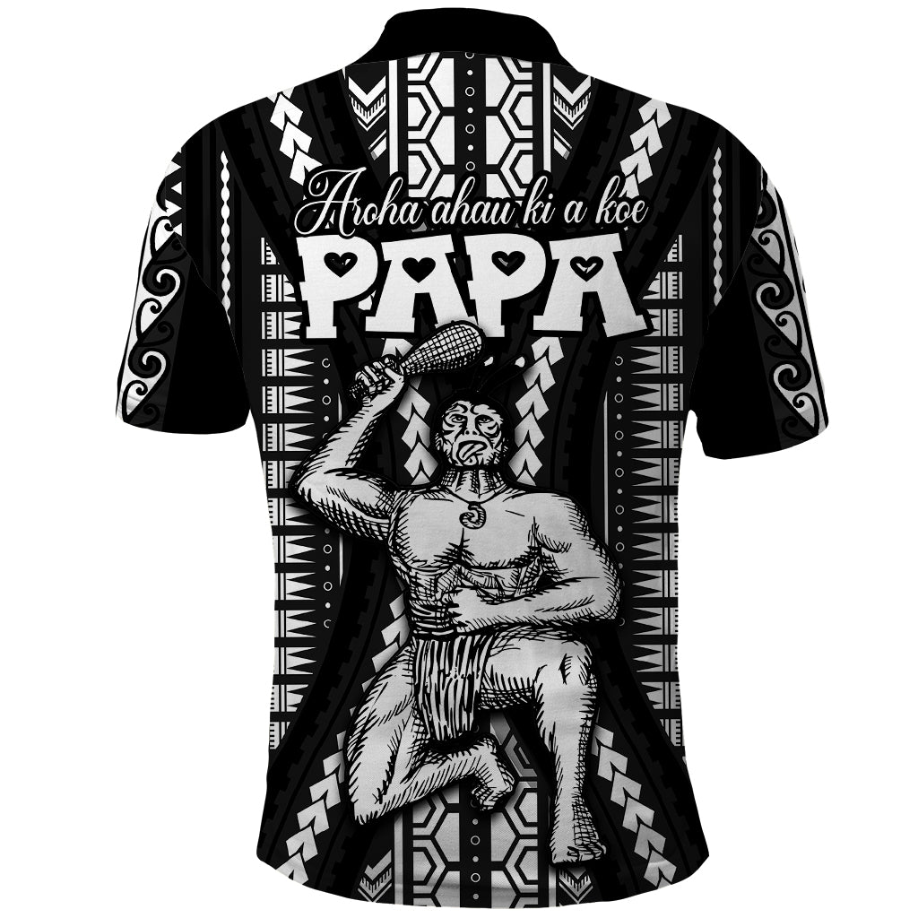 Maori Fathers Day New Zealand Polo Shirt Aroha Ahau Ki A Koe Papa - Black - Wonder Print Shop
