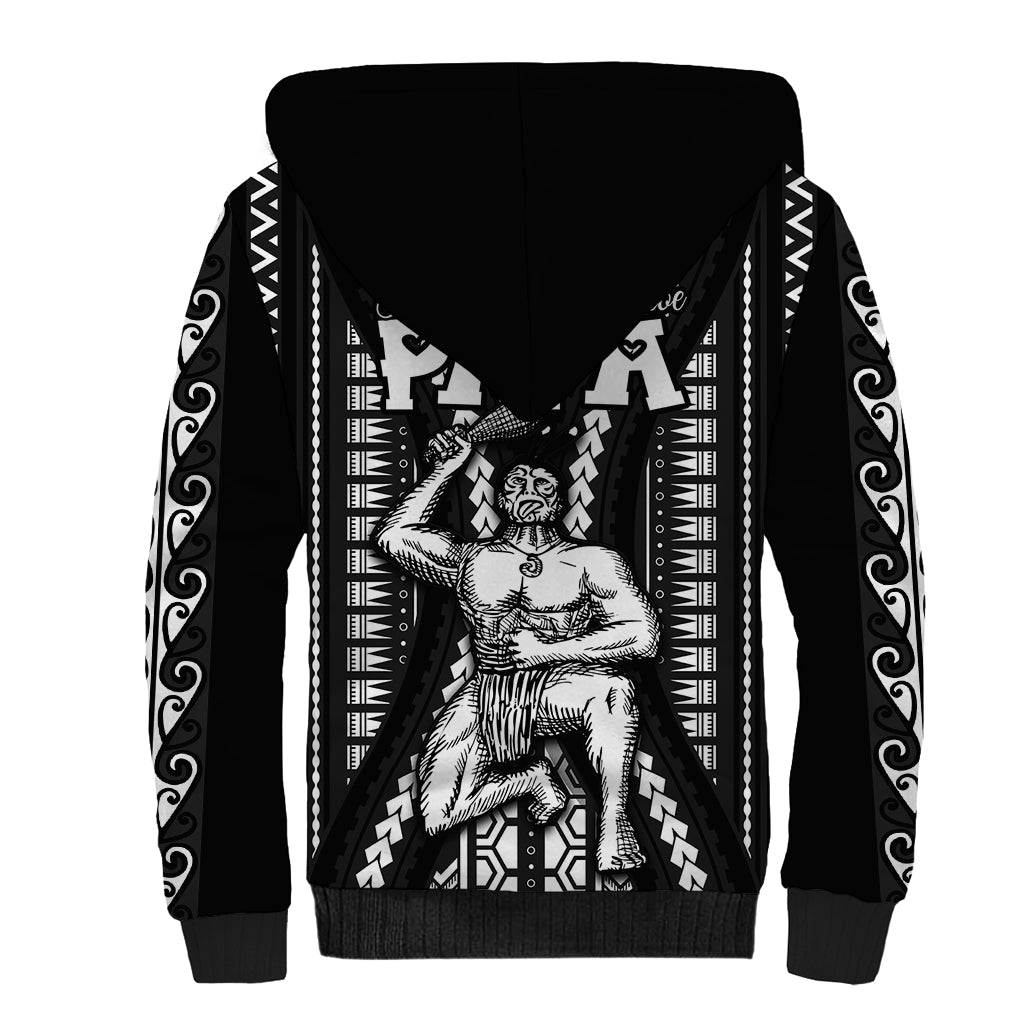 Maori Fathers Day New Zealand Sherpa Hoodie Aroha Ahau Ki A Koe Papa - Black - Wonder Print Shop