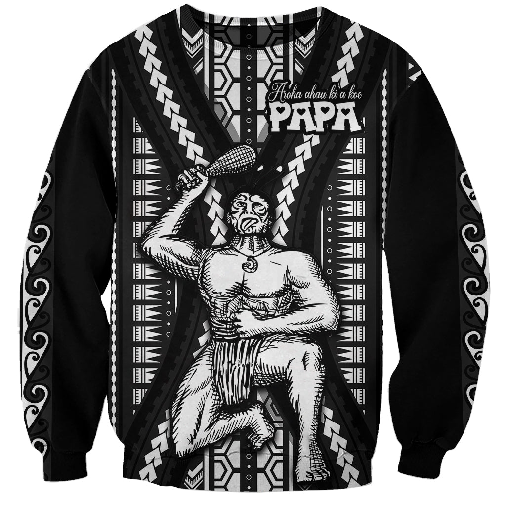 Maori Fathers Day New Zealand Sweatshirt Aroha Ahau Ki A Koe Papa - Black - Wonder Print Shop