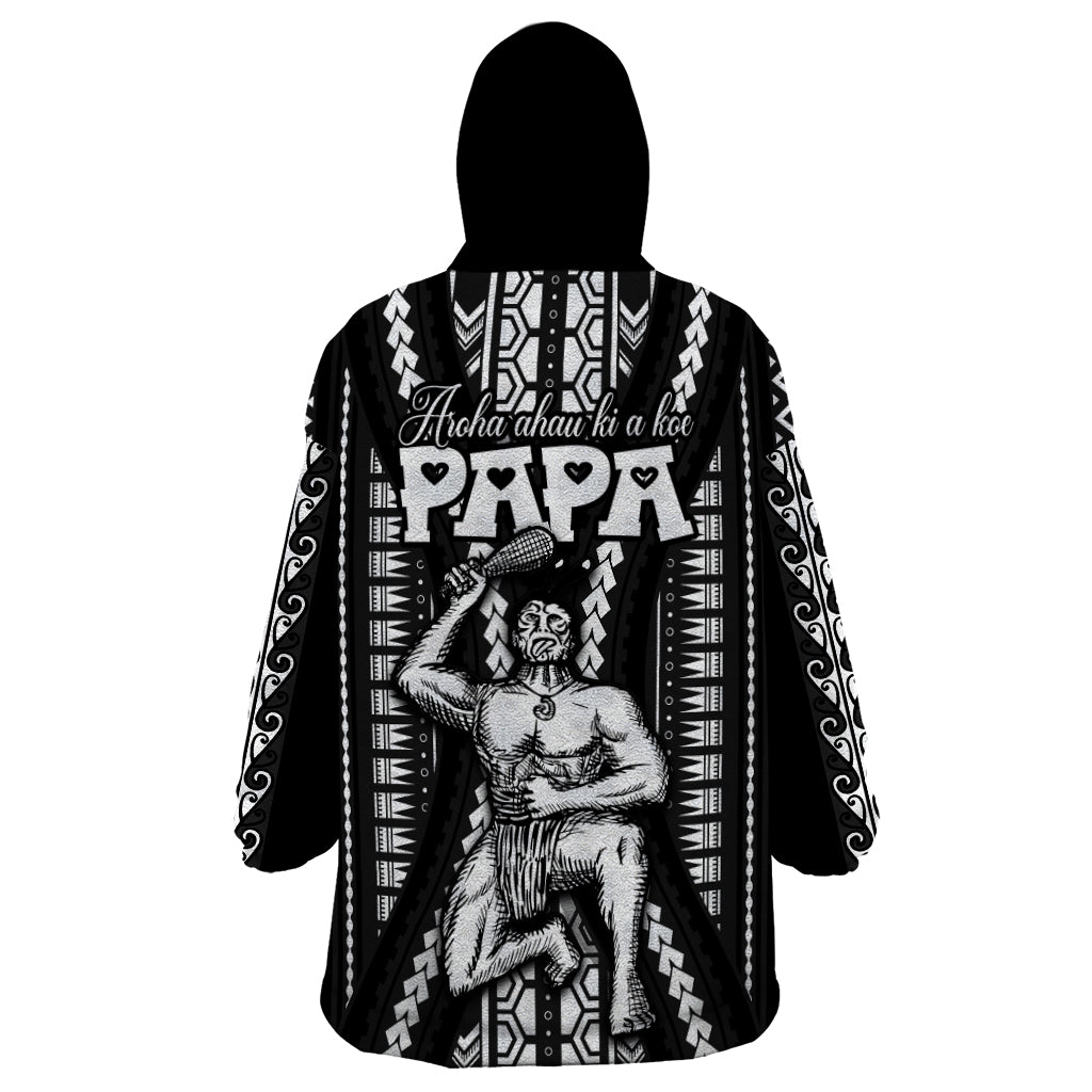 Maori Fathers Day New Zealand Wearable Blanket Hoodie Aroha Ahau Ki A Koe Papa - Black - Wonder Print Shop