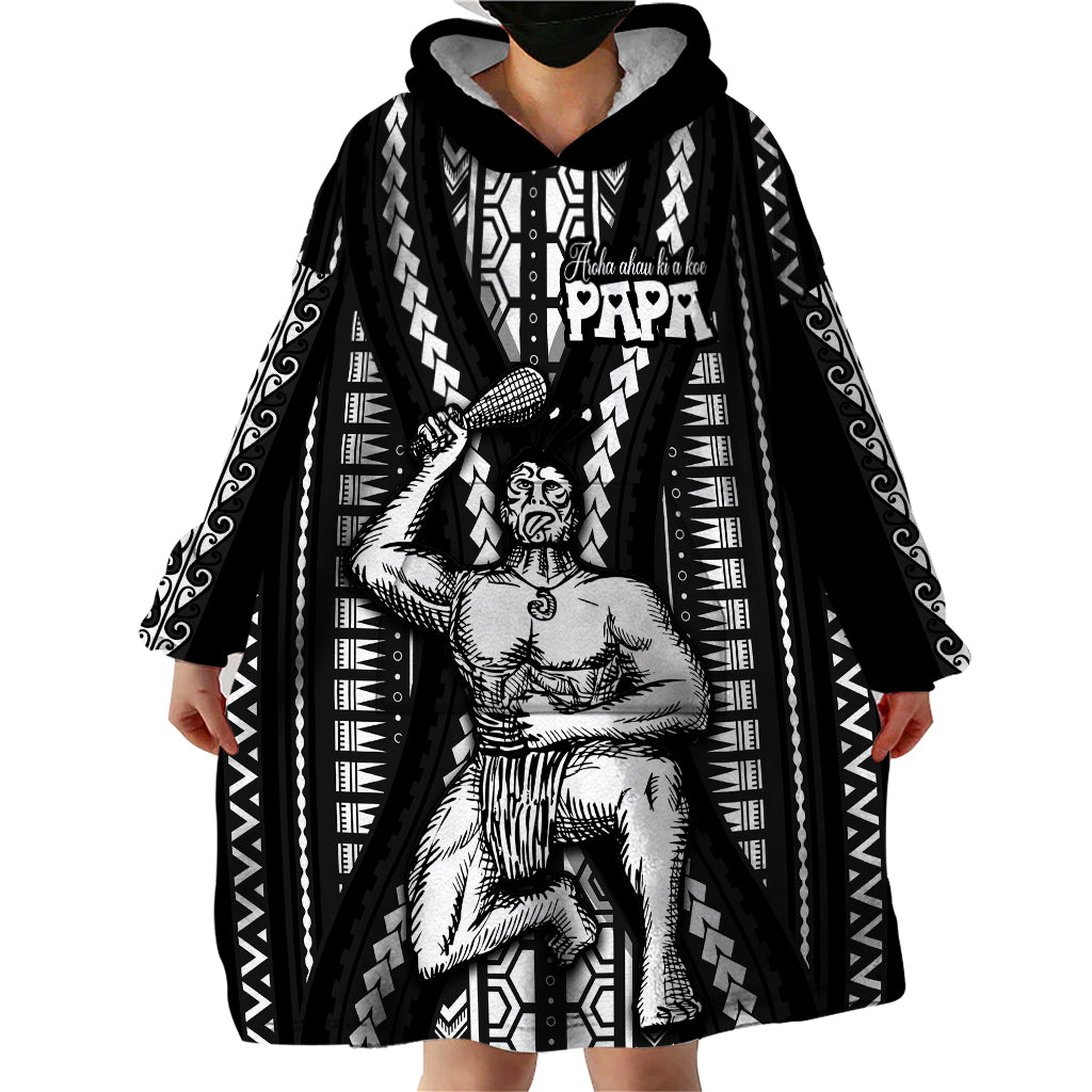 Maori Fathers Day New Zealand Wearable Blanket Hoodie Aroha Ahau Ki A Koe Papa - Black - Wonder Print Shop