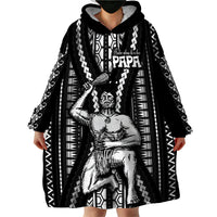 Maori Fathers Day New Zealand Wearable Blanket Hoodie Aroha Ahau Ki A Koe Papa - Black - Wonder Print Shop