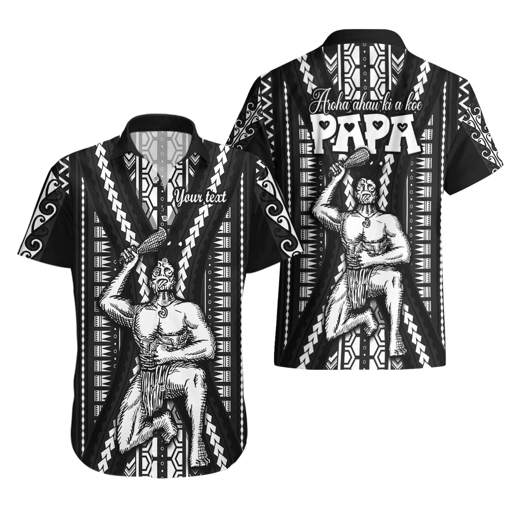 Custom Maori Fathers Day New Zealand Hawaiian Shirt Aroha Ahau Ki A Koe Papa - Black - Wonder Print Shop