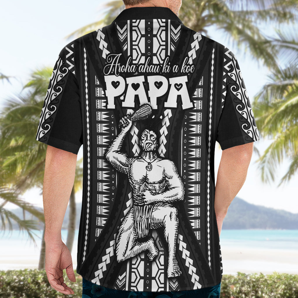 Custom Maori Fathers Day New Zealand Hawaiian Shirt Aroha Ahau Ki A Koe Papa - Black - Wonder Print Shop