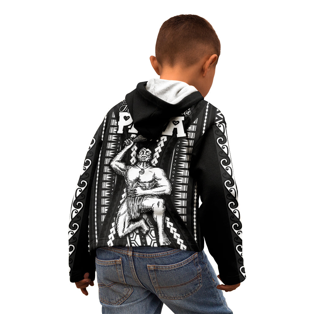 Custom Maori Fathers Day New Zealand Kid Hoodie Aroha Ahau Ki A Koe Papa - Black - Wonder Print Shop
