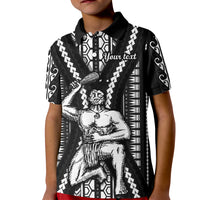 Custom Maori Fathers Day New Zealand Kid Polo Shirt Aroha Ahau Ki A Koe Papa - Black - Wonder Print Shop