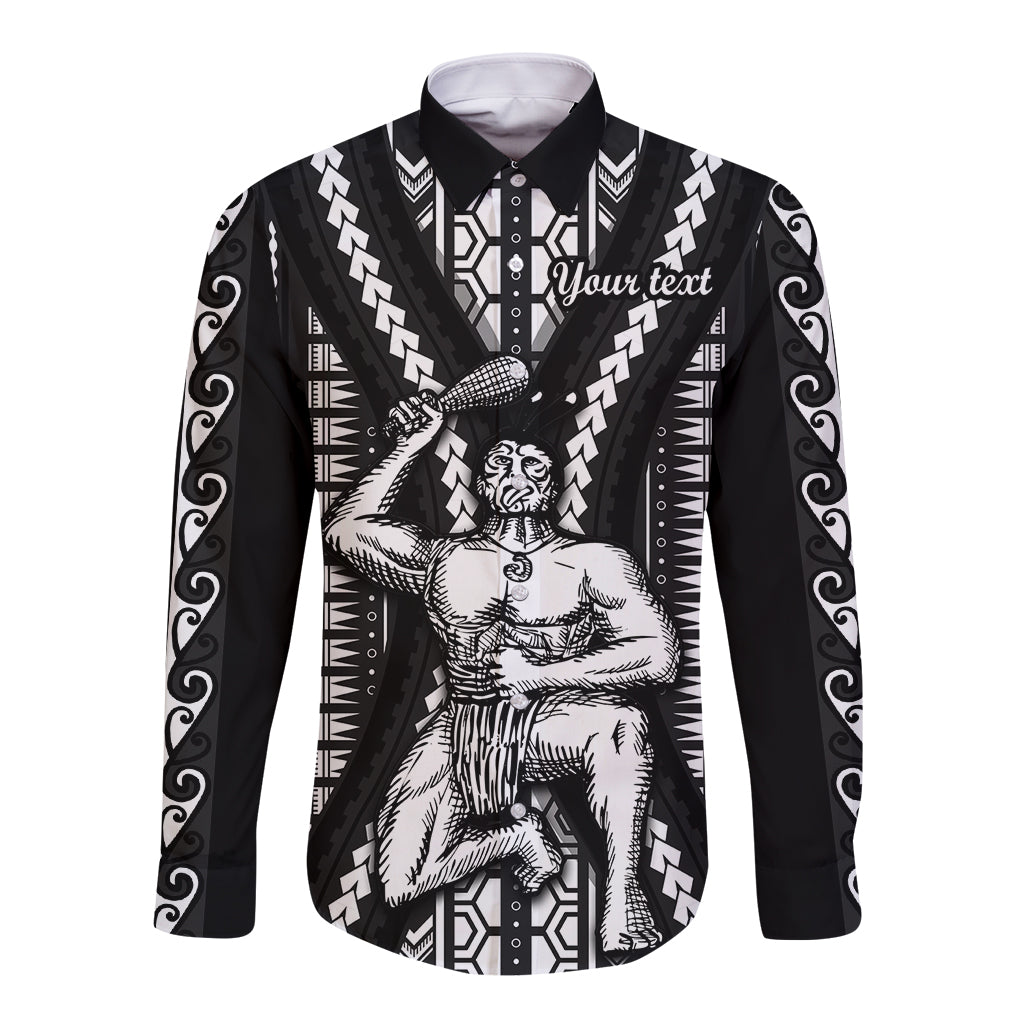 Custom Maori Fathers Day New Zealand Long Sleeve Button Shirt Aroha Ahau Ki A Koe Papa - Black - Wonder Print Shop