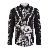Custom Maori Fathers Day New Zealand Long Sleeve Button Shirt Aroha Ahau Ki A Koe Papa - Black - Wonder Print Shop