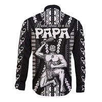 Custom Maori Fathers Day New Zealand Long Sleeve Button Shirt Aroha Ahau Ki A Koe Papa - Black - Wonder Print Shop