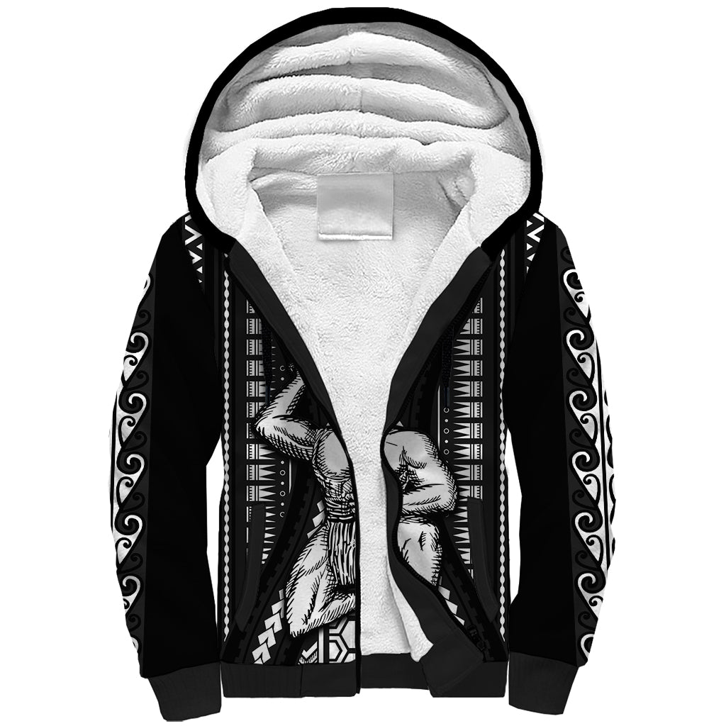 Custom Maori Fathers Day New Zealand Sherpa Hoodie Aroha Ahau Ki A Koe Papa - Black - Wonder Print Shop
