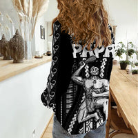 Custom Maori Fathers Day New Zealand Women Casual Shirt Aroha Ahau Ki A Koe Papa - Black - Wonder Print Shop