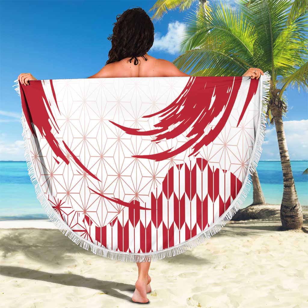 Custom Japan Sevens Beach Blanket Japanese Rising Sun with Hemp Leaf Pattern LT9 - Wonder Print Shop