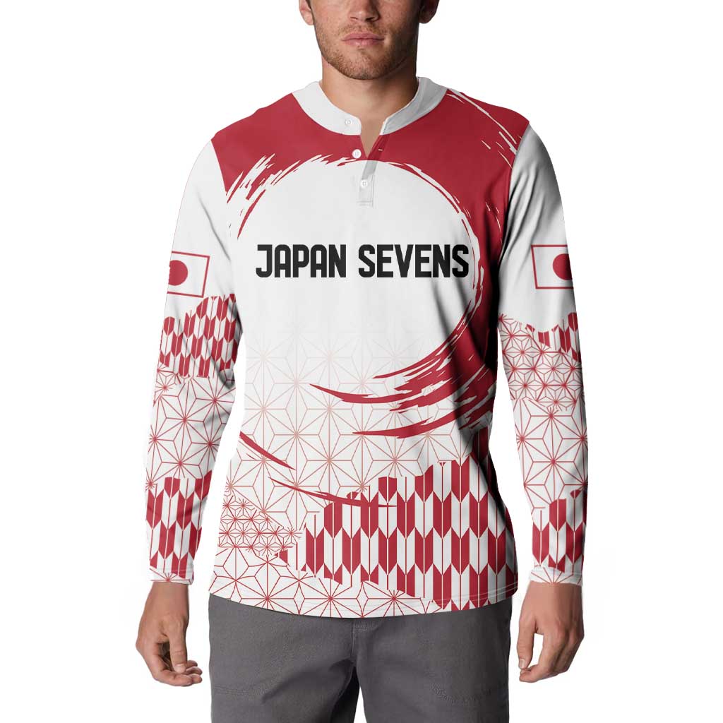 Custom Japan Sevens Button Sweatshirt Japanese Rising Sun with Hemp Leaf Pattern LT9 - Wonder Print Shop