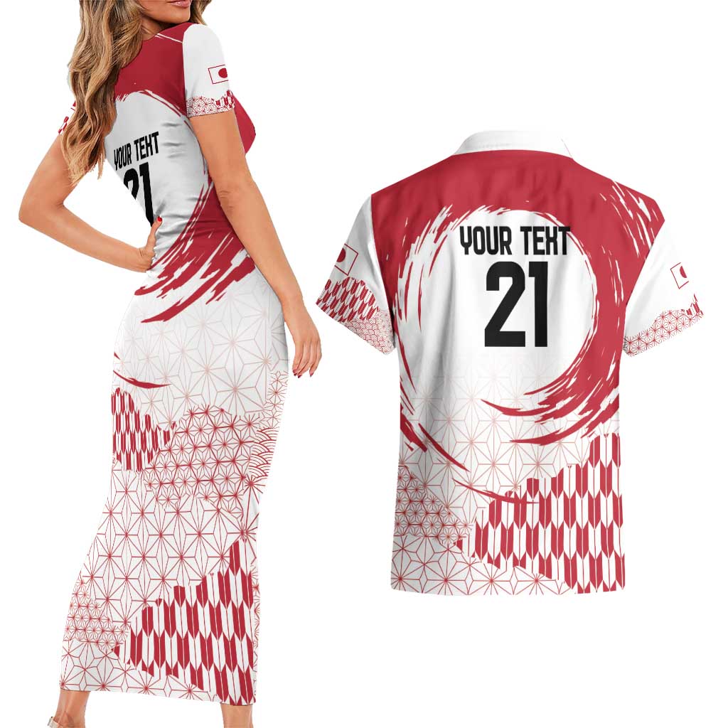 Custom Japan Sevens Couples Matching Short Sleeve Bodycon Dress and Hawaiian Shirt Japanese Rising Sun with Hemp Leaf Pattern LT9 - Wonder Print Shop