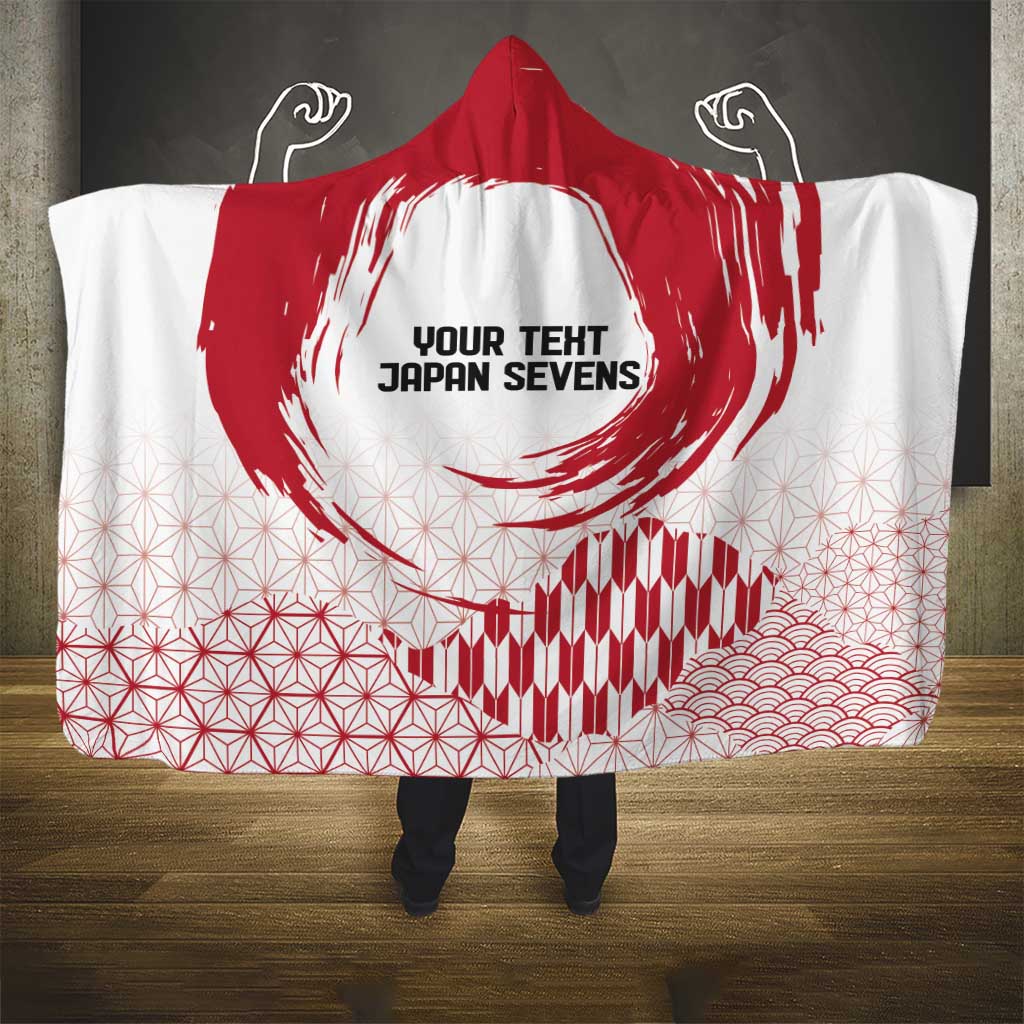 Custom Japan Sevens Hooded Blanket Japanese Rising Sun with Hemp Leaf Pattern