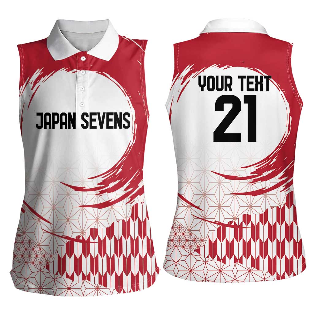 Custom Japan Sevens Women Sleeveless Polo Shirt Japanese Rising Sun with Hemp Leaf Pattern - Wonder Print Shop