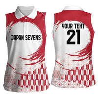 Custom Japan Sevens Women Sleeveless Polo Shirt Japanese Rising Sun with Hemp Leaf Pattern - Wonder Print Shop