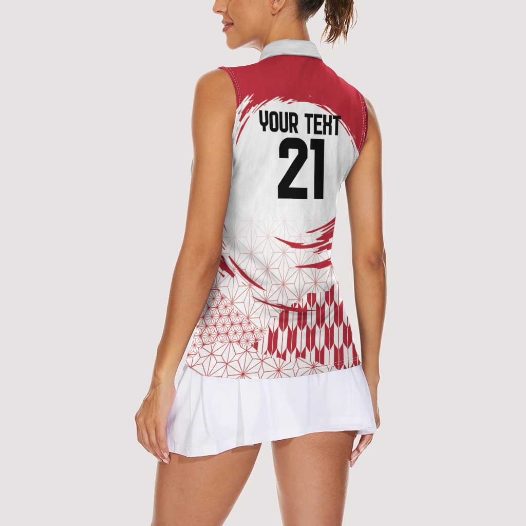 Custom Japan Sevens Women Sleeveless Polo Shirt Japanese Rising Sun with Hemp Leaf Pattern - Wonder Print Shop