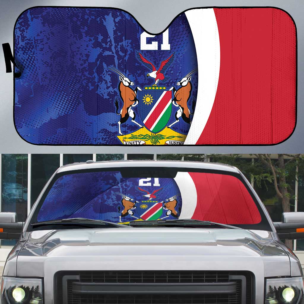 Namibia Cricket Custom Auto Sun Shade Coat of arms Namibian Pattern - Wonder Print Shop