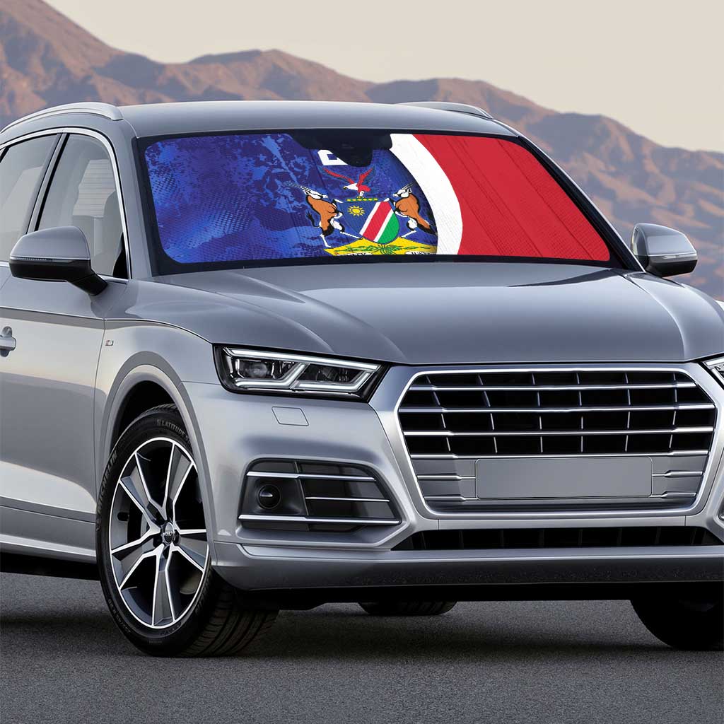 Namibia Cricket Custom Auto Sun Shade Coat of arms Namibian Pattern - Wonder Print Shop