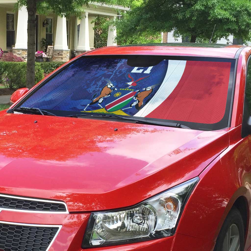 Namibia Cricket Custom Auto Sun Shade Coat of arms Namibian Pattern - Wonder Print Shop