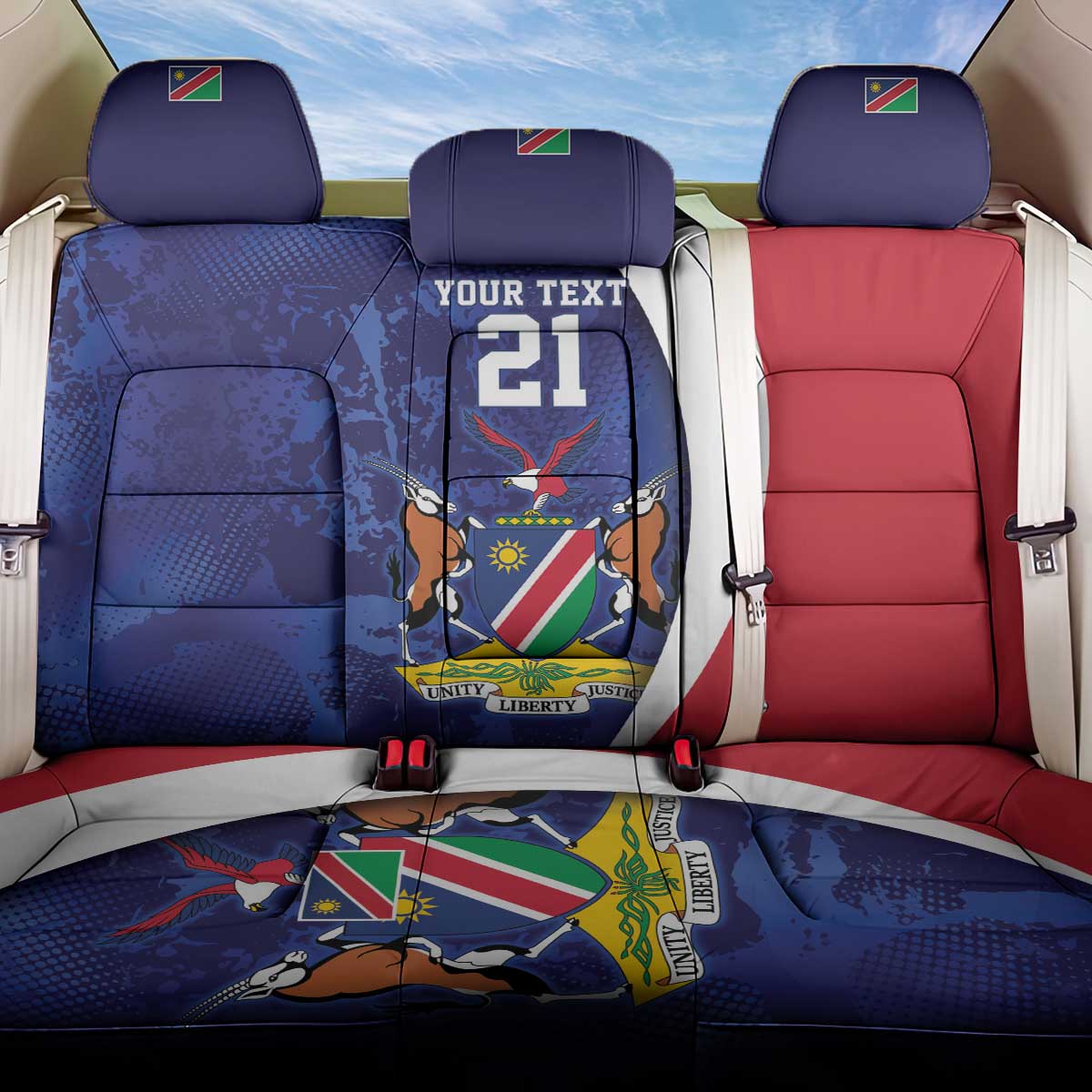 Namibia Cricket Custom Back Car Seat Cover Coat of arms Namibian Pattern - Wonder Print Shop